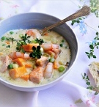 Lašišos ir krevečių sriuba