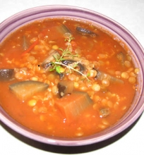 Lęšių-baklažanų-pievagrybių sriuba
