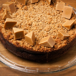 Moliūgo varškės pyragas su naminiais saldainiais “Karvutė”