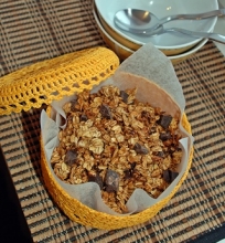 Moliūginė granola su šokolado gabaliukais