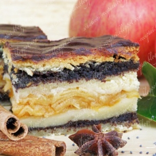 Gerbeaud (Žerbo) pyragas su obuoliais ir aguonomis