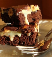 Šokoladinis pyragas su kondensuotu pienu ir riešutais