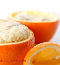 Pyragėliai apelsinų dubenėliuose