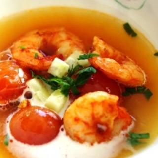 Krevečių sriuba su a la “Gaspacho”