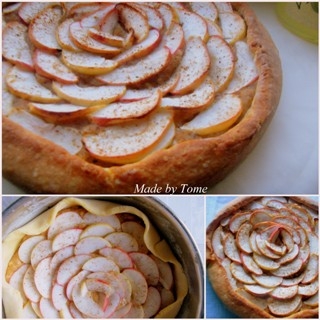 Aromatingas pyragas su obuoliais ir abrikosų uogiene